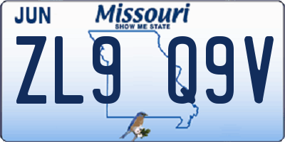 MO license plate ZL9Q9V