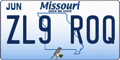MO license plate ZL9R0Q
