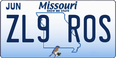 MO license plate ZL9R0S