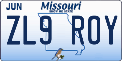 MO license plate ZL9R0Y