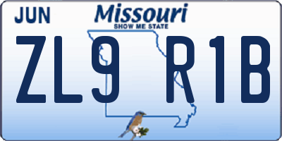 MO license plate ZL9R1B