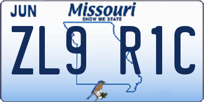 MO license plate ZL9R1C