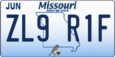 MO license plate ZL9R1F