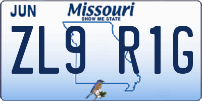 MO license plate ZL9R1G