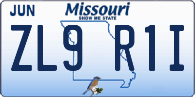 MO license plate ZL9R1I