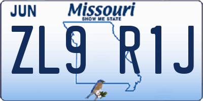 MO license plate ZL9R1J