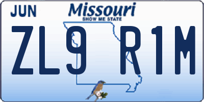 MO license plate ZL9R1M