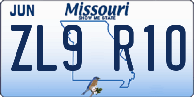 MO license plate ZL9R1O