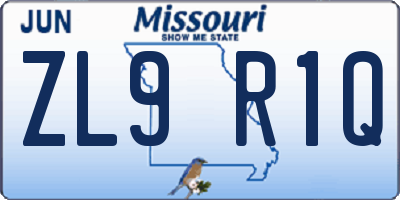MO license plate ZL9R1Q