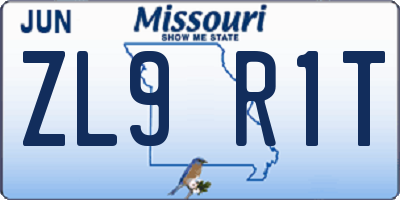 MO license plate ZL9R1T