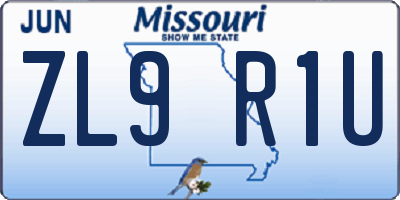 MO license plate ZL9R1U