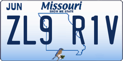 MO license plate ZL9R1V