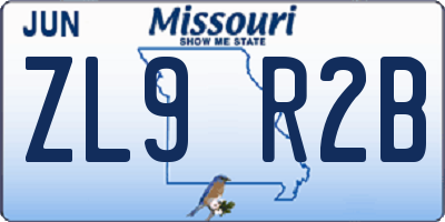 MO license plate ZL9R2B