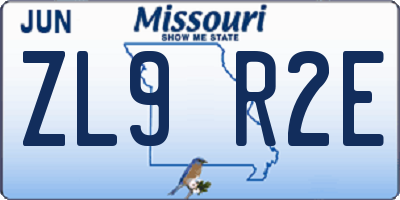 MO license plate ZL9R2E