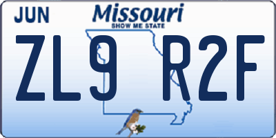 MO license plate ZL9R2F