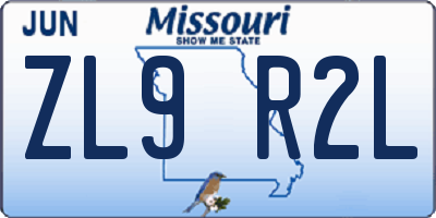 MO license plate ZL9R2L
