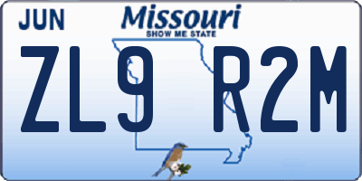 MO license plate ZL9R2M