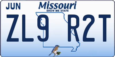 MO license plate ZL9R2T