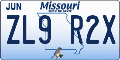 MO license plate ZL9R2X