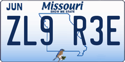 MO license plate ZL9R3E