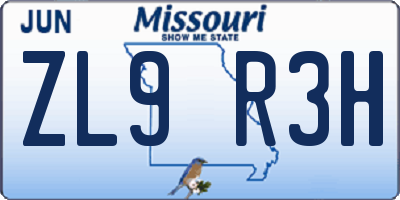 MO license plate ZL9R3H