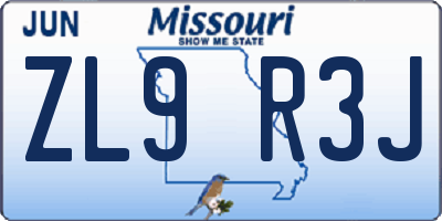 MO license plate ZL9R3J