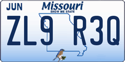 MO license plate ZL9R3Q