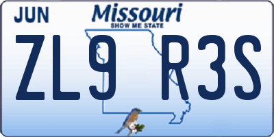 MO license plate ZL9R3S