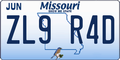 MO license plate ZL9R4D