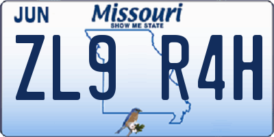 MO license plate ZL9R4H