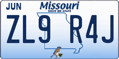 MO license plate ZL9R4J