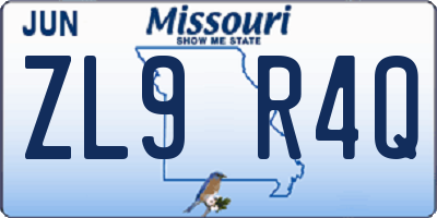 MO license plate ZL9R4Q