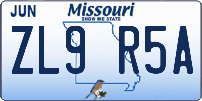 MO license plate ZL9R5A