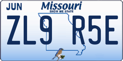 MO license plate ZL9R5E