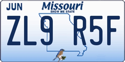 MO license plate ZL9R5F