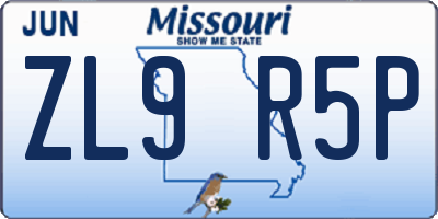 MO license plate ZL9R5P