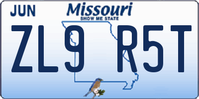 MO license plate ZL9R5T
