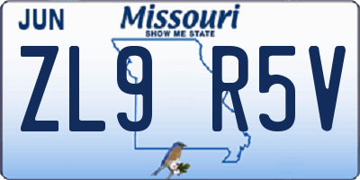 MO license plate ZL9R5V