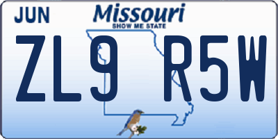 MO license plate ZL9R5W
