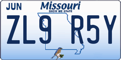 MO license plate ZL9R5Y