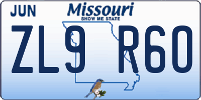 MO license plate ZL9R6O