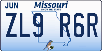MO license plate ZL9R6R