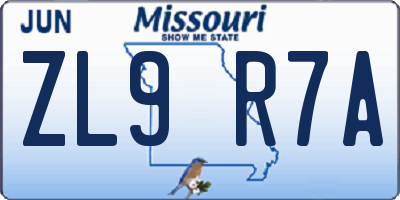 MO license plate ZL9R7A