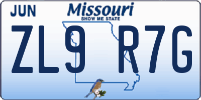 MO license plate ZL9R7G