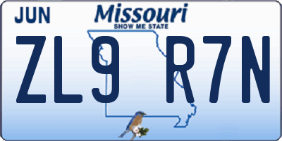 MO license plate ZL9R7N