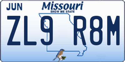 MO license plate ZL9R8M