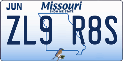 MO license plate ZL9R8S