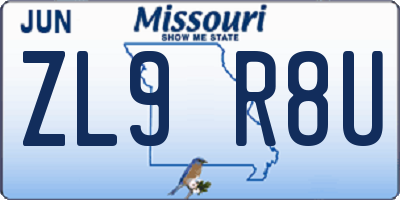MO license plate ZL9R8U
