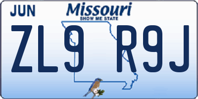 MO license plate ZL9R9J