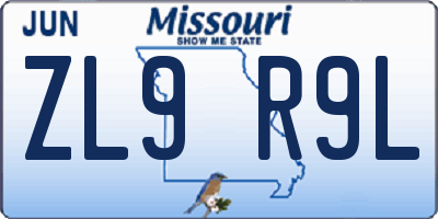 MO license plate ZL9R9L